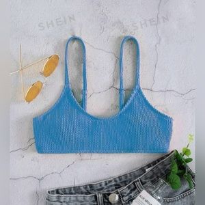 Blue Spaghetti Strap Bikini Top XL